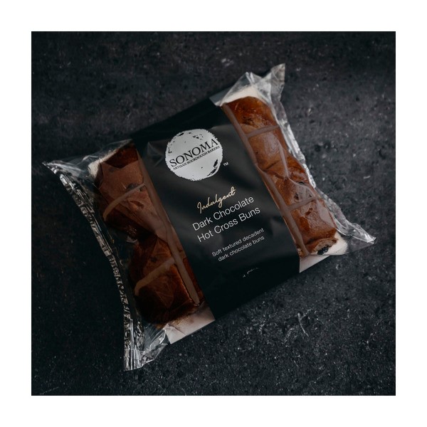 Sonoma Baking Indulgent Dark Chocolate Hot Cross Buns 4 pack | 1 each