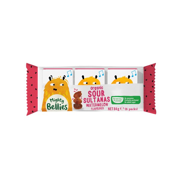 Mighty Bellies Sour Sultanas Watermelon Flavoured | 6 pack