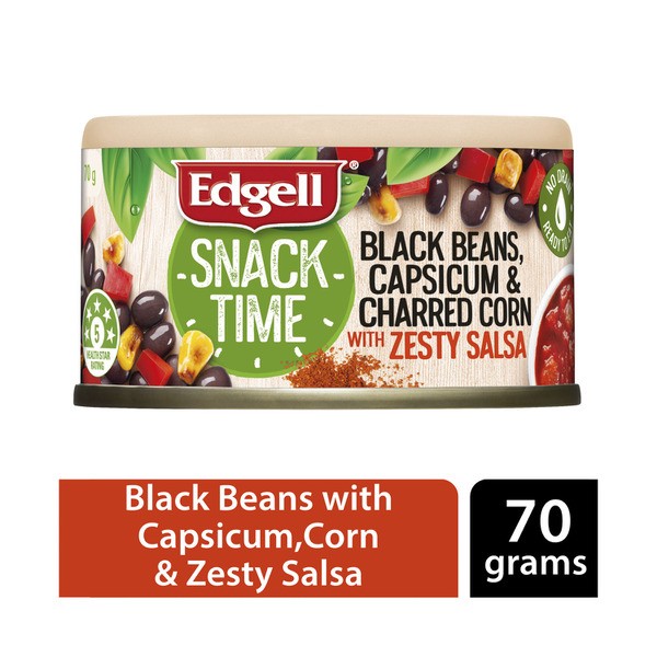 Edgell Snack Time Black Beans Capsicum & Charred Corn With Zesty Salsa | 70g