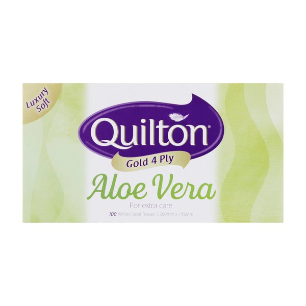 Quilton Gold 4ply Facial Tissues Aloe Vera | 100 pack