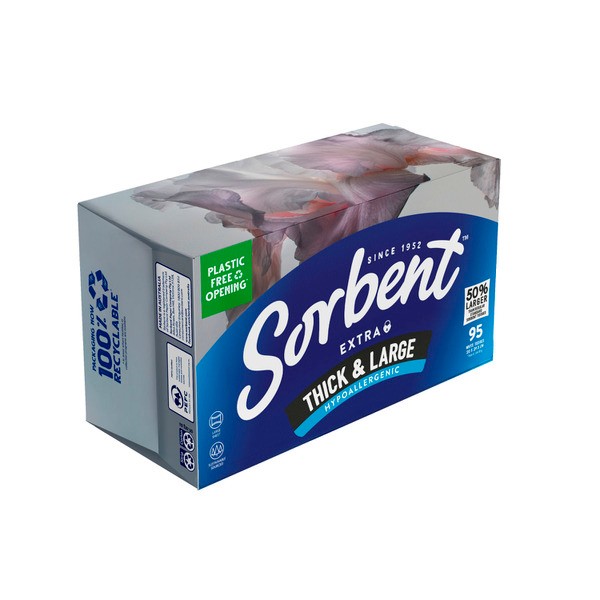 Sorbent Facial Tissues Thick N Large Hypo Allergenic | 95 pack