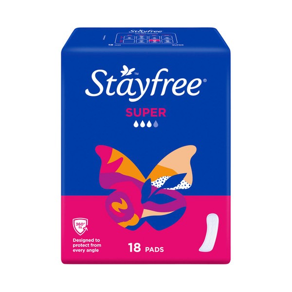 Stayfree Fast Absorbing Super Pads | 18 pack