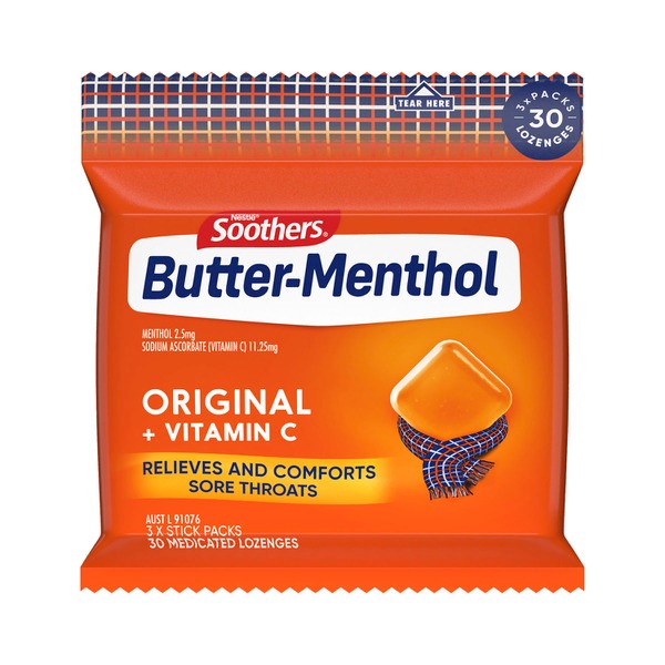 Soothers Butter-Menthol Original Throat Lozenges 3X10 Multipack | 3 pack