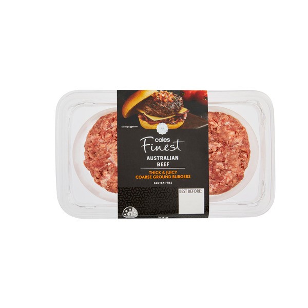 Coles Finest Thick & Juicy Beef Burger 2 Pack | 300g