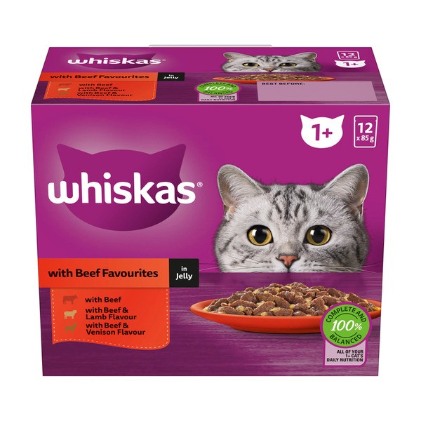 Whiskas Favourites Beef In Jelly Cat Food 12x85g | 12 pack