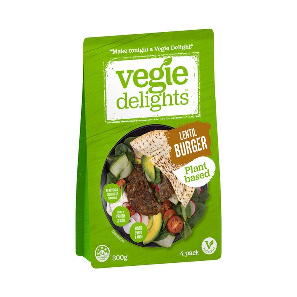 Vegie Delights Vegie Delights Plant Based Lentil Burgers 4 Pack | 300g