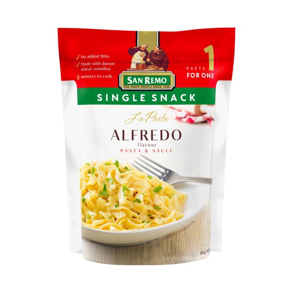San Remo La Pasta Single Snack Alfredo Pasta & Sauce | 80g