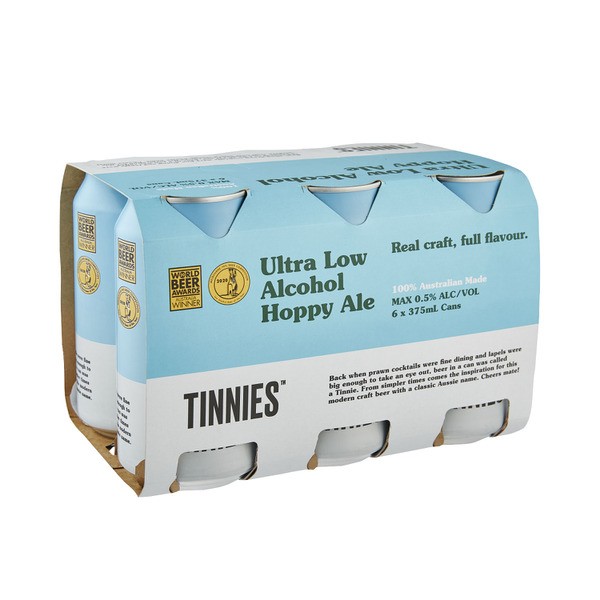 Tinnies Ultra Low Alcohol Beer 6x375mL | 6 pack