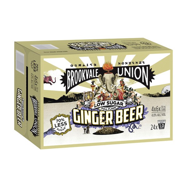 Brookvale Union Ginger Beer Low Sugar Can 330mL | 24 Pack