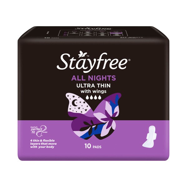 Stayfree Ultra Thin All Nights Pads With Wings | 10 pack