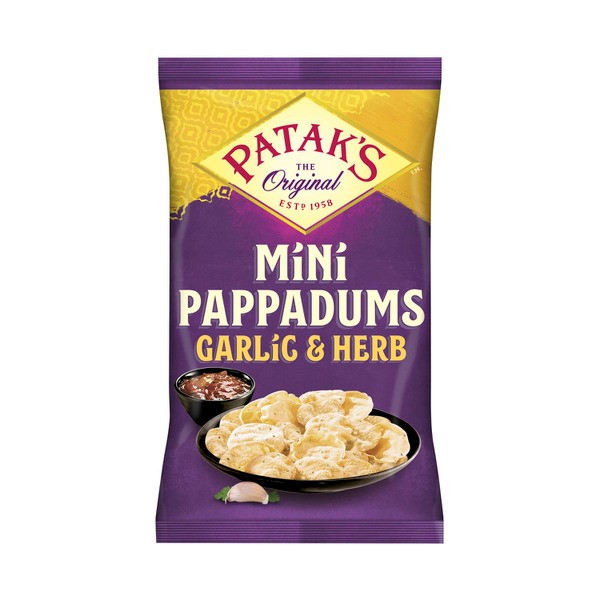Patak's Ready To Eat Mini Garlic Herb Pappadum | 75g