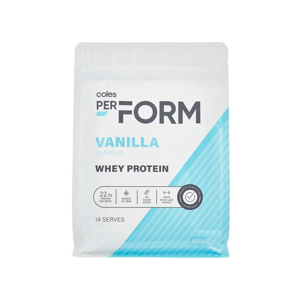 Coles Perform Whey Protein Powder Vanilla  | 500g