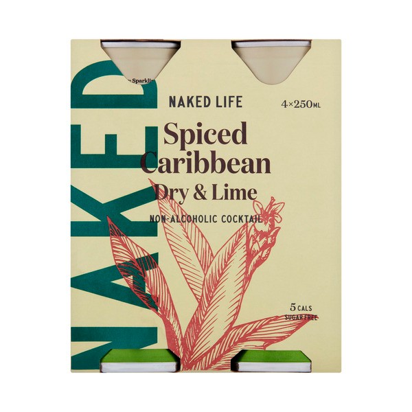 Naked Life Non-Alcoholic Spiced Caribbean Dry Lime Can 250mL | 4 Pack