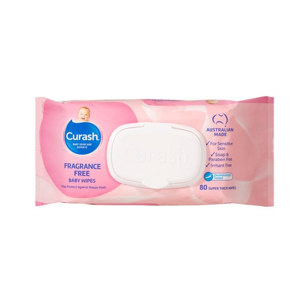 Curash Fragrance Free Senstive Skin Baby Wipes | 80 pack
