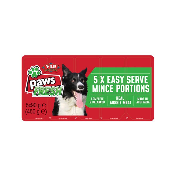 V.I.P Paws Fresh Meat Portions Dog Food 5X90Gram | 5 pack