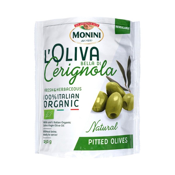 Monini Organic Olives Green Pitted Bella Di Cerignola | 150g