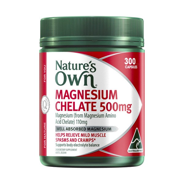 Nature's Own Magnesium Chelate 500mg Muscle Health Capsules | 300 pack