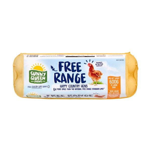 Sunny Queen Free Range Large Eggs 12 pack | 600g