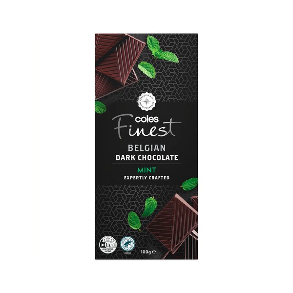 Coles Finest Belgian Dark Chocolate Block With Mint | 100g