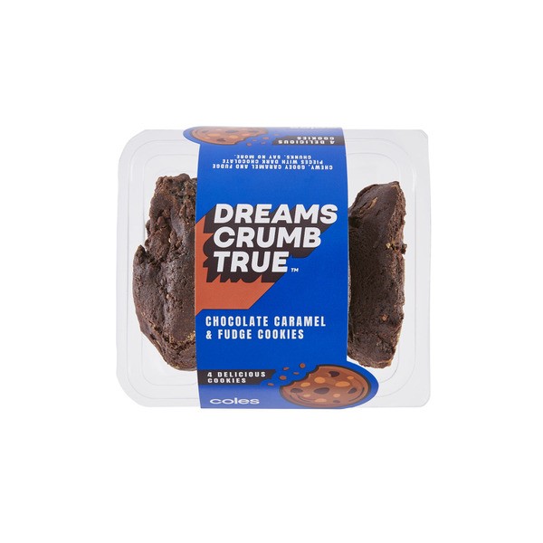Coles Dreams Crumb True  Chocolate- Caramel & Fudge Cookies | 4 pack