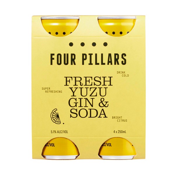 Four Pillars Fresh Yuzu Gin & Soda Can 250mL | 4 Pack