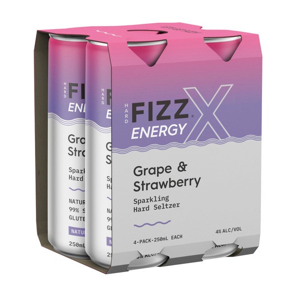 Hard Fizz X Grape & Strawberry Seltzer Can 250mL | 4 Pack