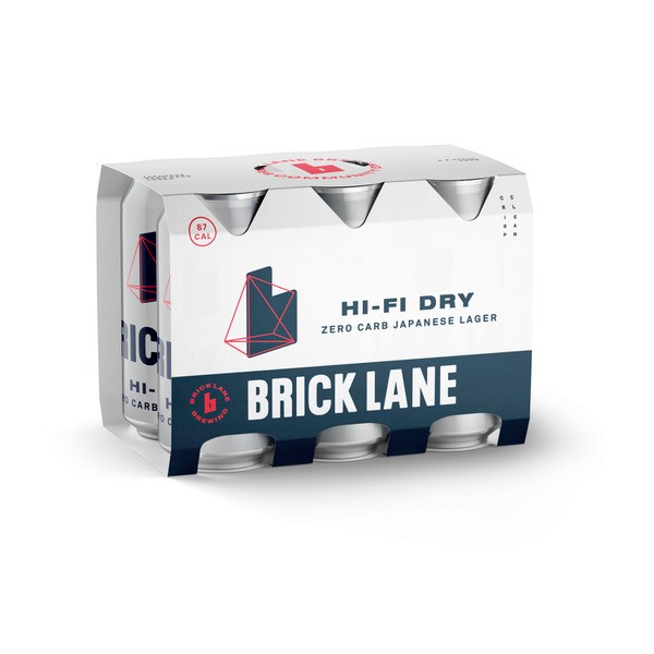Brick Lane Hi-Fi Dry Japanese No Carb Lager Can 355mL | 6 Pack