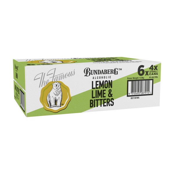 Bundaberg Alcoholic Lemon Lime Bitters Can 375mL | 24 Pack