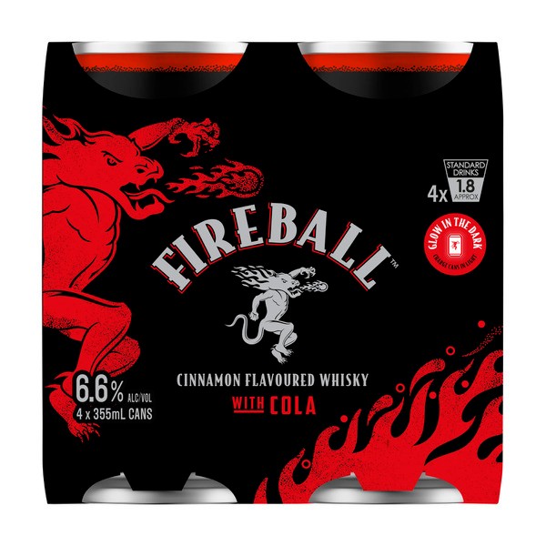 Fireball Cola 6.6% Can 355mL | 4 Pack