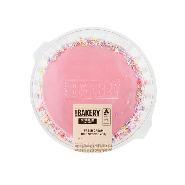 Coles Bakery Traditional Sponge Cream Filled Iced | 450g
