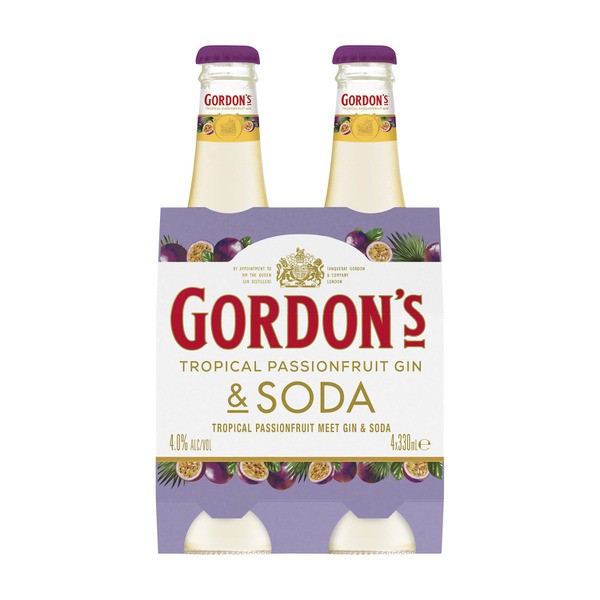 Gordons Tropical Passionfruit Bottle 330mL | 4 Pack