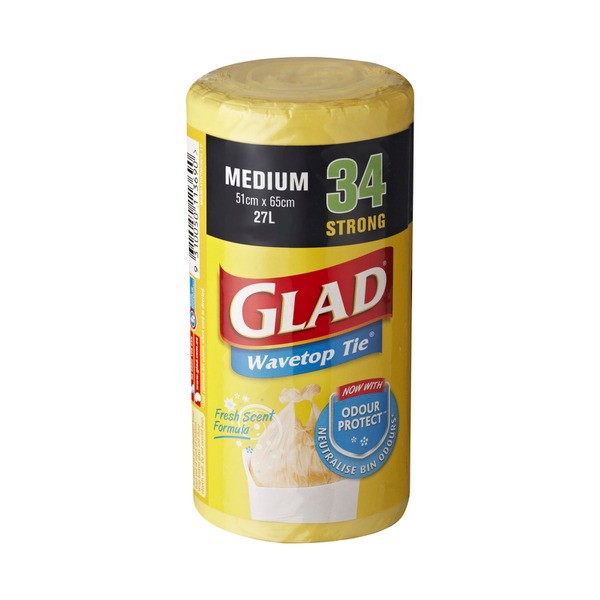 Glad Kitchen Tidy Bags Wavetop Color Medium | 34 pack
