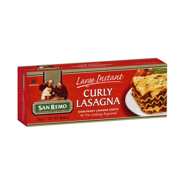 San Remo Instant Curly Large Lasagna Sheets  | 250g
