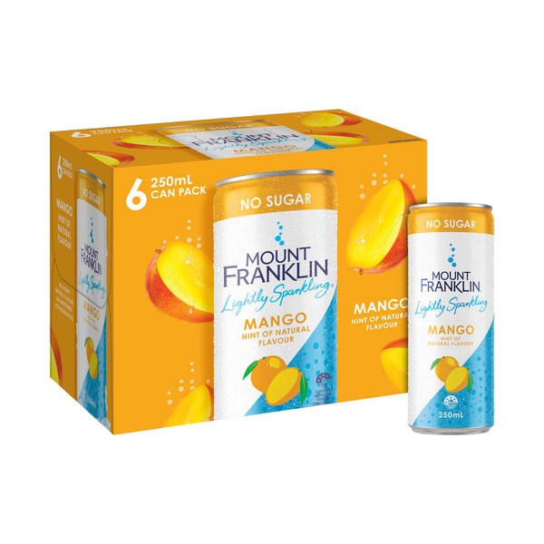 Mount Franklin Sparkling Water Cans Mango 6x250mL | 6 pack