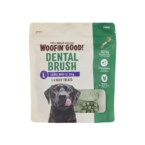 Woofin Good Dental Brush Large Dog Treat | 5 pack