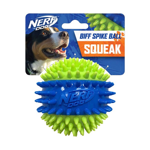 Nerf Dog 3.7inch Tpr 3-part Spike Squeak Ball Dog Toy | 1 pack