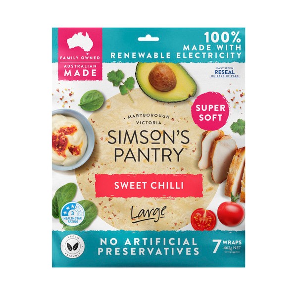 Simson's Pantry No Artificial Preservatives Sweet Chilli Wraps 7 pack | 445g