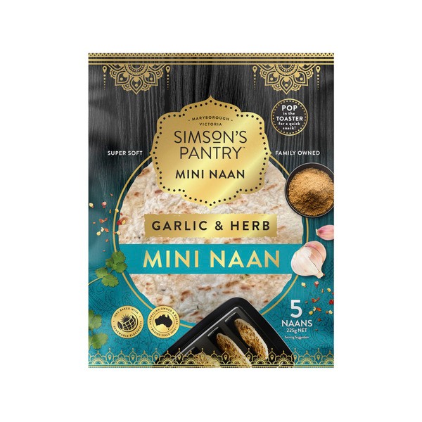 Simson's Pantry Garlic & Herb Mini Naans 5 pack | 225g
