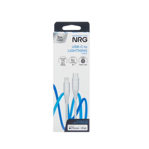 NRG 2M USB C To Lightning - White | 1 each