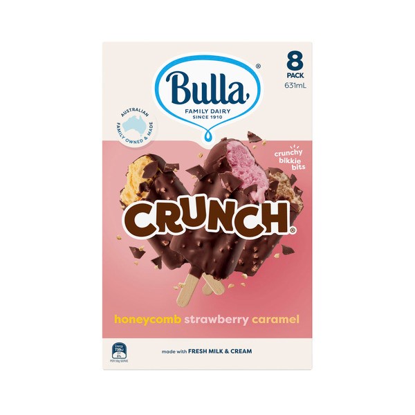 Bulla Crunch Multi Flavoured Ice Cream Sticks 8 pack | 631mL