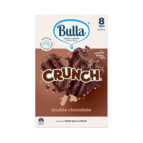 Bulla Crunch Frozen Double Chocolate Ice Cream 8 Pack | 631mL