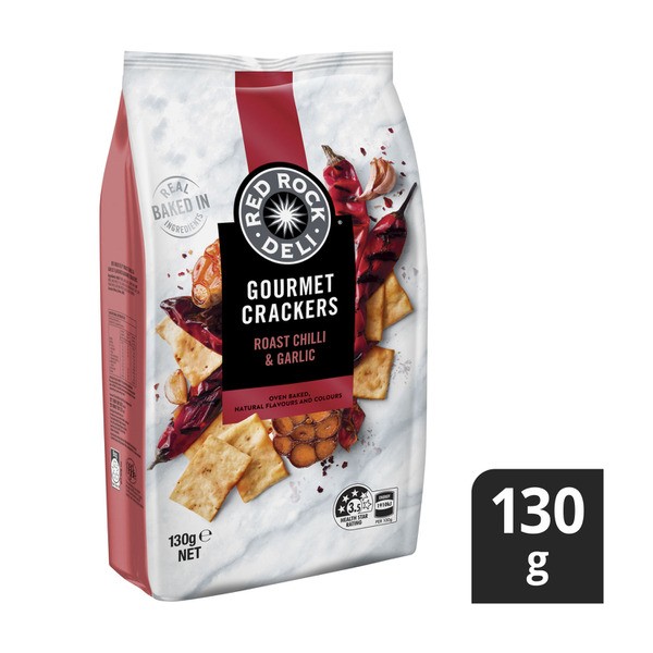 Red Rock Deli Gourmet Crackers Chilli Garlic | 130g