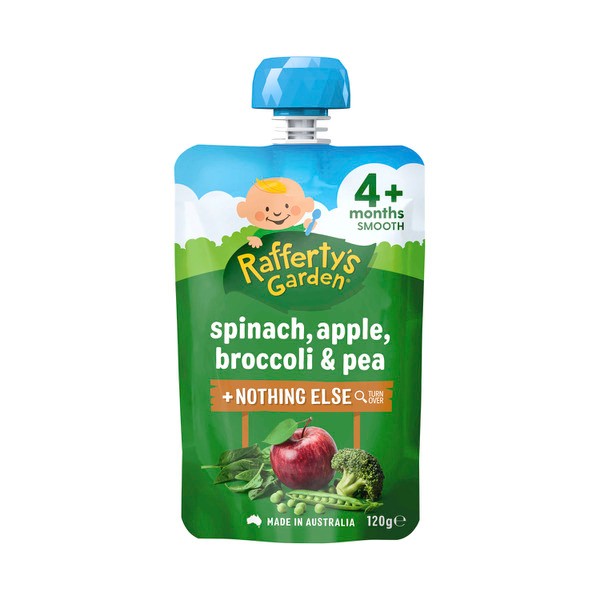 Rafferty's Garden Spinach Apple Broccoli & Pea and Nothing Else Baby Food Puree Pouch 4+ Months | 120g