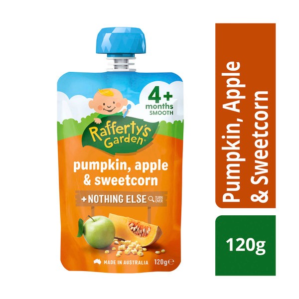 Rafferty's Garden Pumpkin Apple & Sweetcorn and Nothing Else Baby Food Puree Pouch 4+ Months | 120g