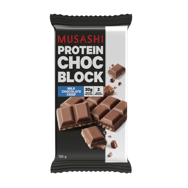 Musashi Protein Choc Block Milk Chocolate | 120g