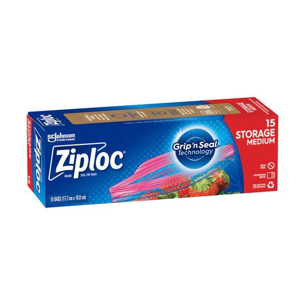 Ziploc Storage Bags Medium Resealable Food Storage | 15 pack