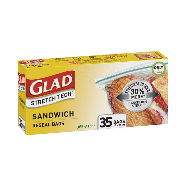 Glad Stretch Tech Sandwich Bags | 35 pack