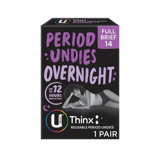 U By Kotex Overnight Period Underwear Brief Black Size 14-16 | 1 pack