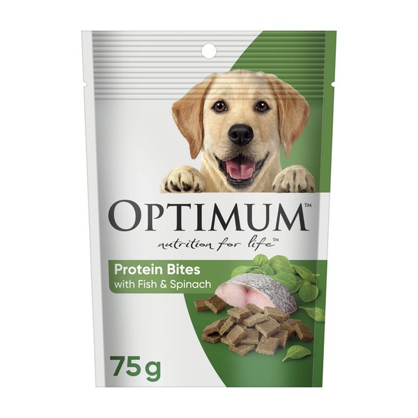 Optimum Dog Treat Protein Bites With Fish & Spinach | 75g