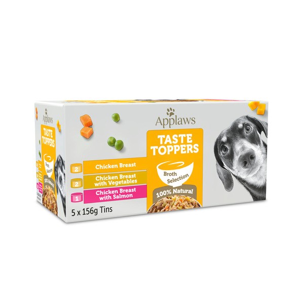 Applaws Taste Toppers Dog Tin Multipack Chicken Selection In Broth Dog Food 5X156g | 5 pack